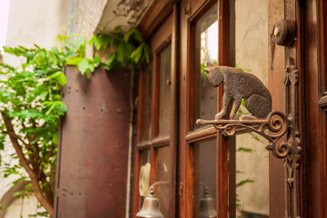 Décoration de porte chat en fer forgé rouillé, original, mignon, animal, décor, esthétique