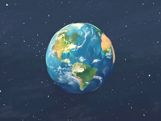 Obraz premium Planet Earth illustration in space. Sustainable science concept composition.