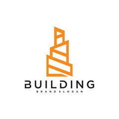 Creative concept building logo design. Premium Vector