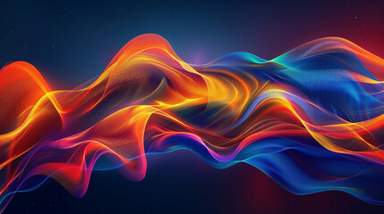 Fototapeta premium Deep blue, orange-red, & yellow-orange Neon Wave Background