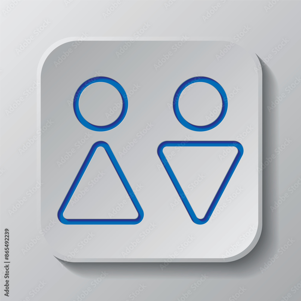 Poster wc simple icon vector. flat design. paper cut design. cutted blue symbol with shadow. gray badge but