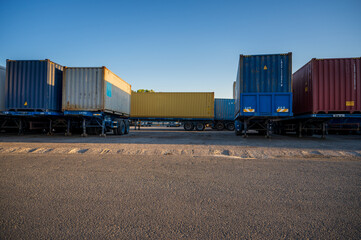 Industrial container cargo freight on a truck