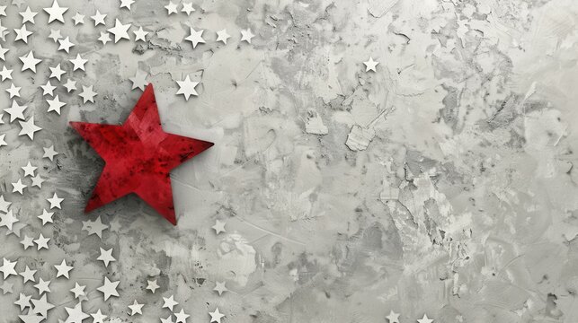 Red Star on Concrete Background for American Holiday & Celebration Themes