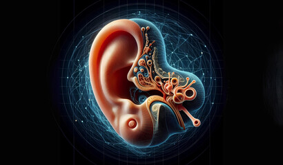 Fototapeta premium Scanned image of a human ear