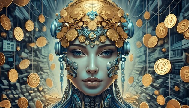 humanos e inteligencia artificial, nuevos conceptos, rectangular, rostro mujer