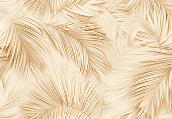 A seamless pattern of beige palm leaves with a neutral background, showcasing the natural beauty and elegance in an elegant and sophisticated design. 