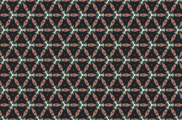 A background pattern of brown and blue shapes with a blue star in the middle