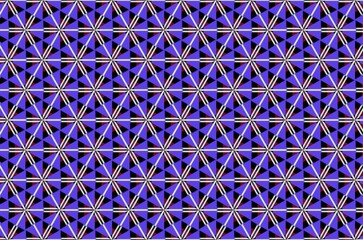 A scheme of blue and white patterned background with black and red triangles