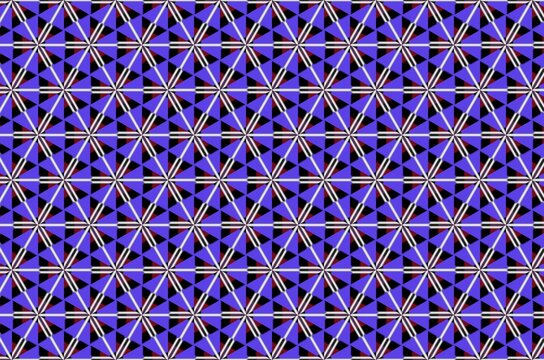 A scheme of blue and white patterned background with black and red triangles