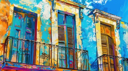 Vibrant hues azure skies. Generative AI