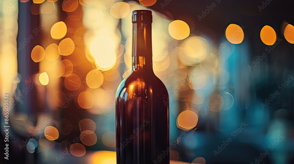 Wall mural wine bottle blurred background. generative ai