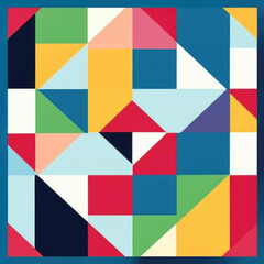 Colorful Geometric Abstract Art with Vibrant Triangles and Squares in Modern Design