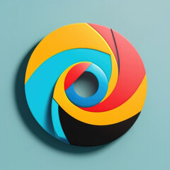 Obraz premium Colorful Abstract Circular Design on Light Blue Background - Modern Geometric Art