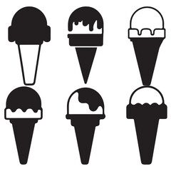 set of ice cream silhouette vector