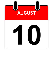 10th of August, Calendar Day Sign, Vector Illustration