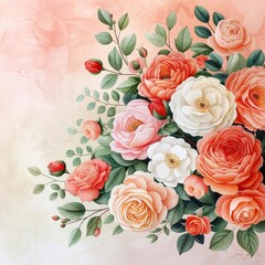 A watercolor painting of roses in a soft, dreamy style 