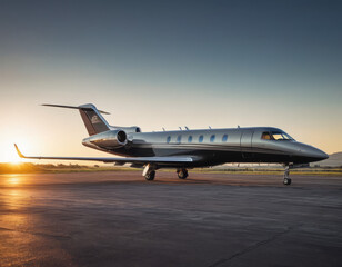 Obraz premium Pronto per il cielo - Un jet privato, fermo sulla pista, che attende l'arrivo dei passeggeri. 