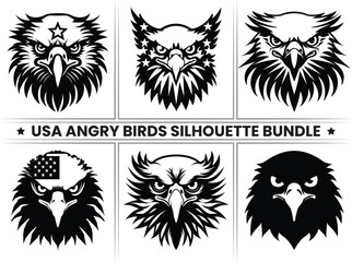 USA Angry bird eagle silhouette, Eagle vector illustration in monochrome. eagle illustration symbol. 