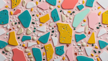 Terrazzo pattern, neon fragments, lively and energetic