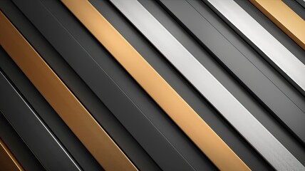 Obraz premium Metallic stripes background, sleek silver and gold lines, modern and luxurious