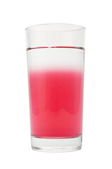 Glass with cranberry syrup isolated on a white background