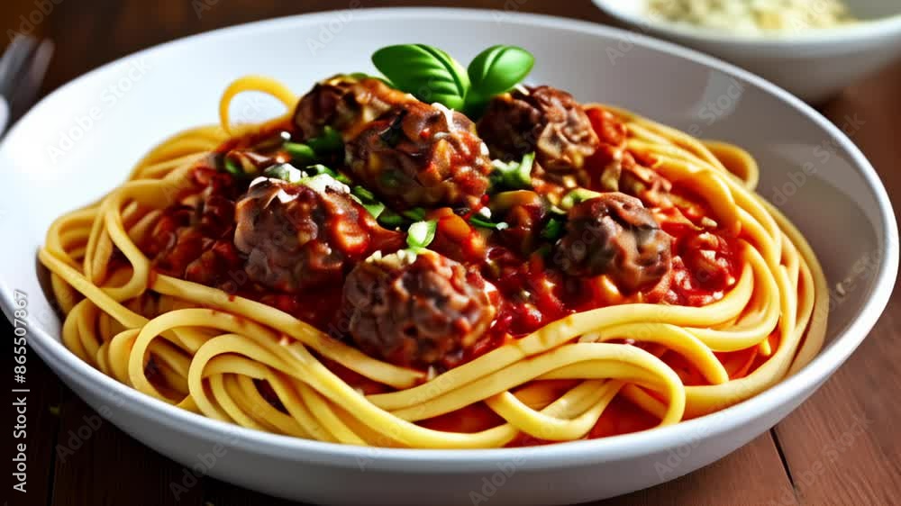 Canvas Prints  Delicious meatballs and spaghetti ready to be savored