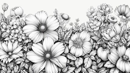 Fototapeta premium This coloring book is a botanical wonderland, featuring intricate illustrations of flowers, plants, and foliage. Lose yourself in the beauty of nature as you bring these drawings to life with color.