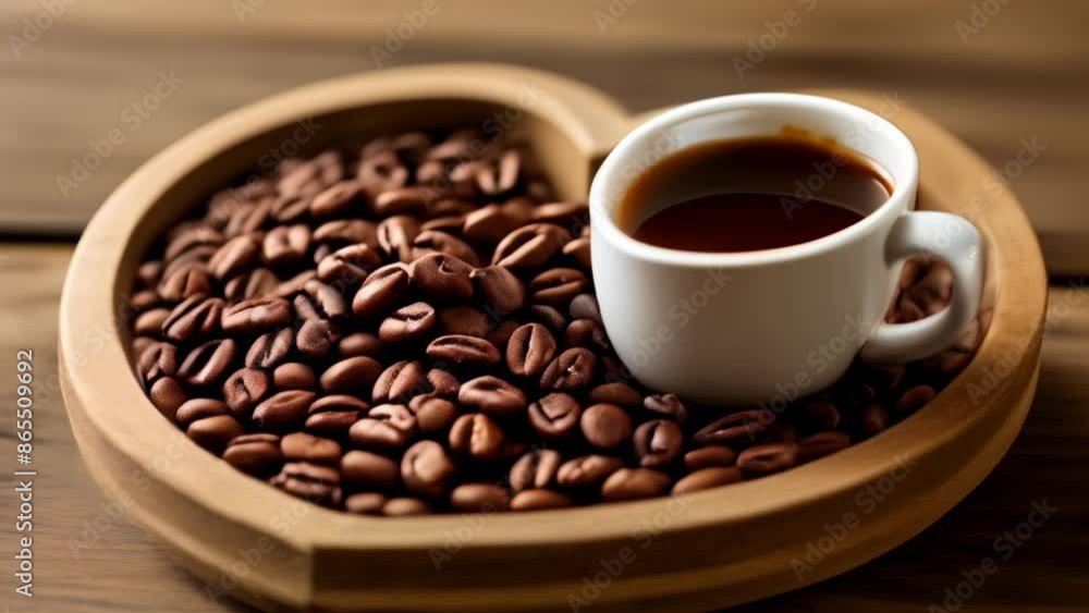 Poster  A heart full of coffee beans a cup of love to share