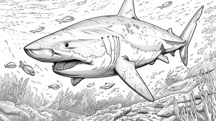 Discover the beauty of sharks with this engaging coloring book. Each page features a different species of shark, accompanied by fun facts and information about their behavior and habitat.