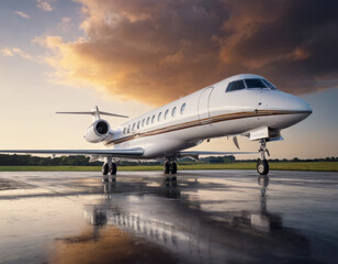 Obraz premium Lusso a portata di mano - Un jet privato in attesa sulla pista, simbolo di esclusività. 