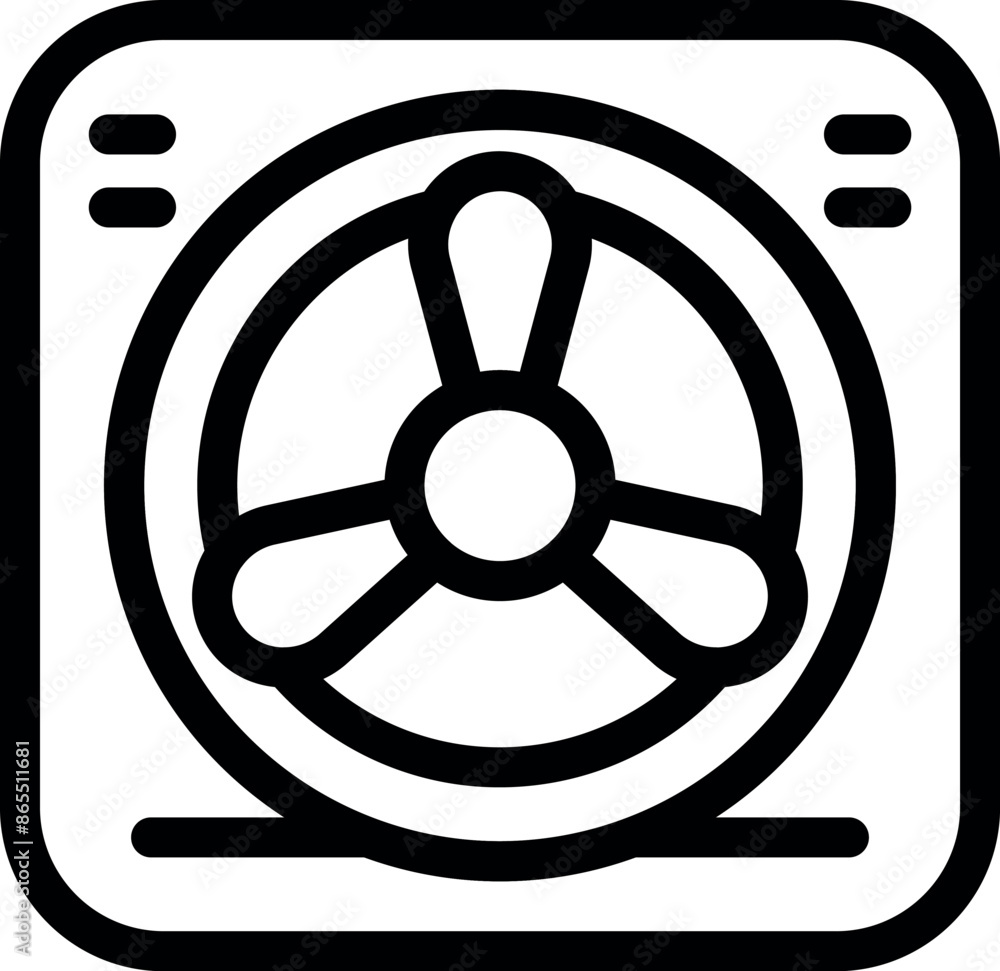 Poster simple black and white icon of an air conditioner panel displaying the fan speed setting