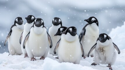 Flock of penguins in Antarctica