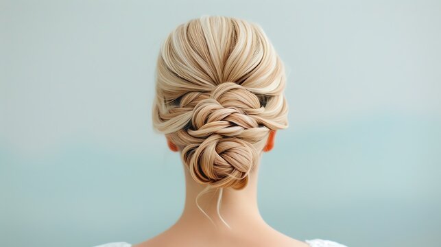 Woman with her hair styled in an elegant updo for a special event, updo hairstyle, formal hair