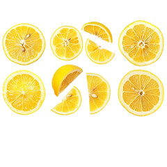 Fototapeta premium Collection of ripe juicy yellow lemons png
