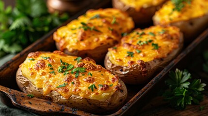 Fototapeta premium Baked Potatoes With Cheese