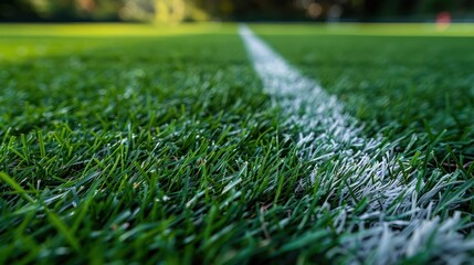 Close-up photo of grass corner on a football field