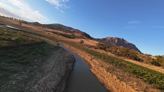 Sorvolo della riserva naturalistica della foce del delta del Po prosciugato dalla forte siccit&agrave; che ha colpito la nostra Italia
