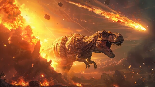 Fototapeta asteroid explosion extinct dinosaurs