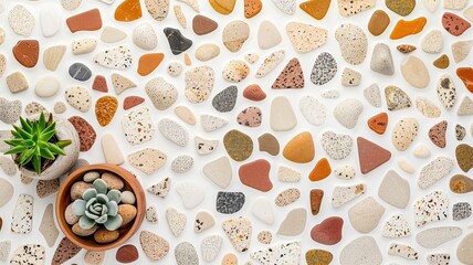 Terrazzo pattern, earth tones, natural and serene