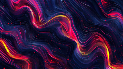 Fototapeta premium Dark navy blue, bright scarlet red, & light lemon yellow Neon Wave Background 