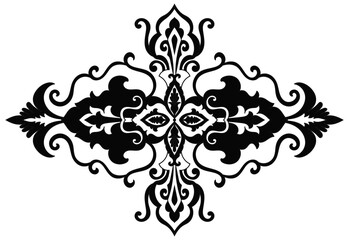 Carpet components. black stripes. rug Oriental ornament with floral motifs. Indian design element for henna tattoo, adult coloring book, greeting card, wedding invitation or spa beauty flyer.