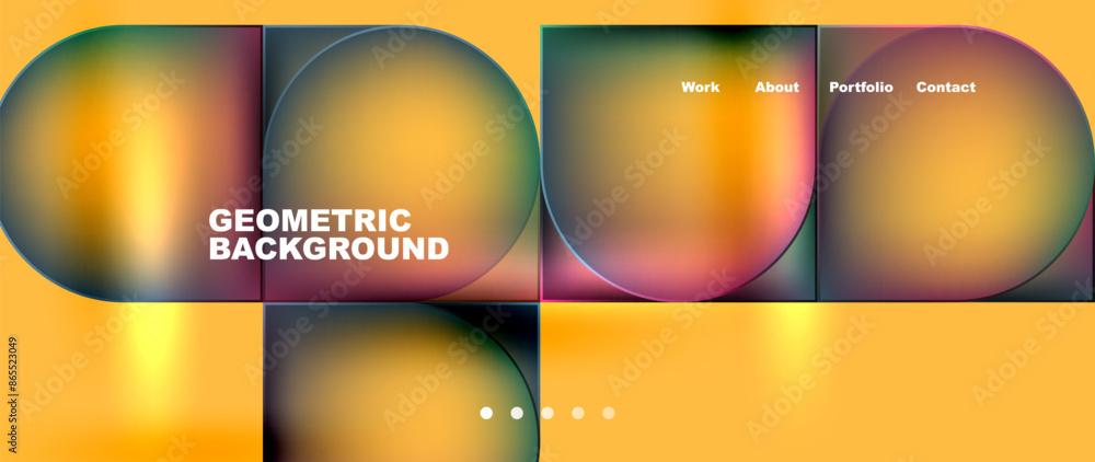 Poster bright colorful squares with round elements minimal geometric background. vector illustration for wa