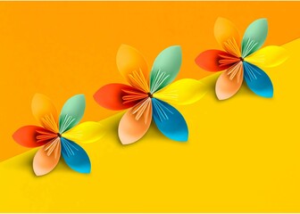 Handcrafted Paper Flower on Dual-tone Background:AI-Generated 