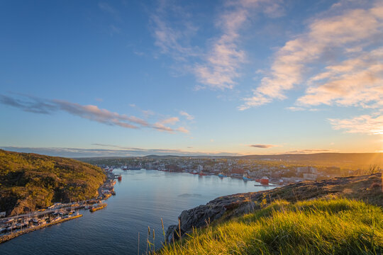 View of The Narrow and St John City from Signal Hill Newfoundland and Labrador Canada