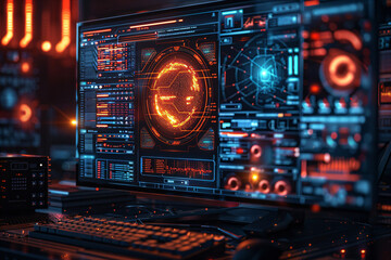 Fototapeta premium Quantum Cryptographic Display on Computer Screen
