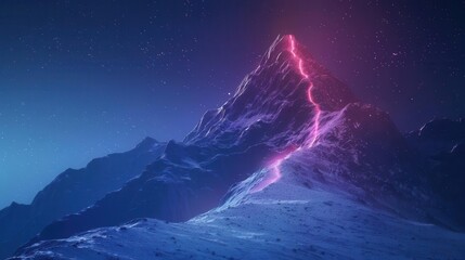 luminous ascent futuristic mountain with glowing path to summit symbolizing achievement and technological progress concept illustration