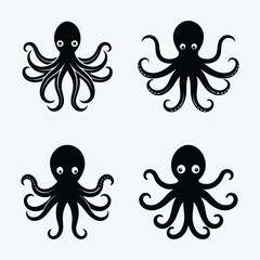 Octopus icon silhouette vector art illustration