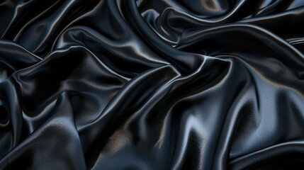 Obraz premium luxurious glossy black silk satin fabric texture background elegant dark material