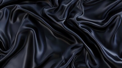 Obraz premium luxurious glossy black silk satin fabric texture background elegant dark material