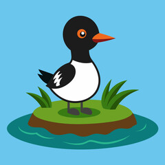 Goldeneye bird upset screams island vector illustration